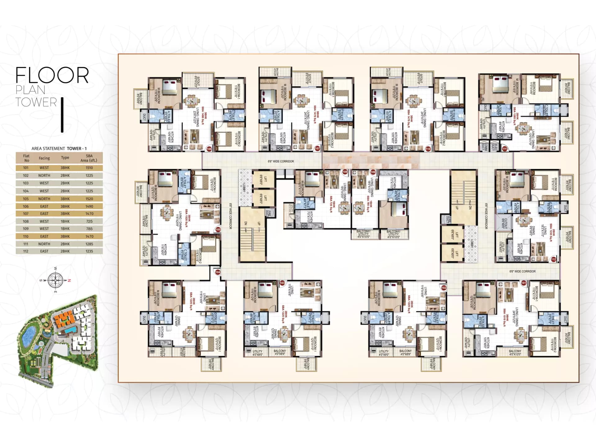 Tower 1 layout